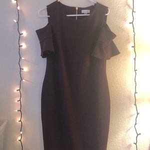 Calvin Klein Cold Shoulder Plum Dress